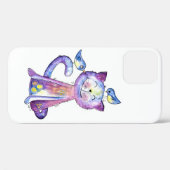 Niedliche Whimsical Lila Katze mit Vögeln Case-Mate iPhone Hülle (Rückseite (Horizontal))