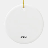 Niedliche Whimsical Lila Katze mit Vögeln Keramik Ornament (Hinten)