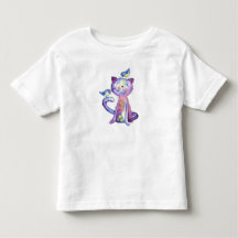 Niedliche Whimsical Lila Katze mit Vögeln