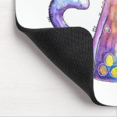 Niedliche Whimsical Lila Katze mit Vögeln Mousepad (Ecke)