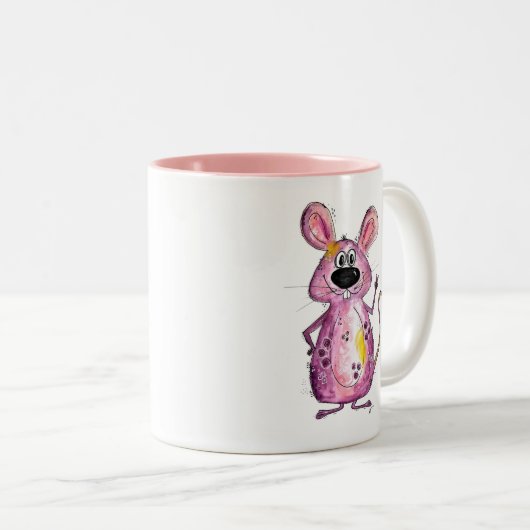 Niedliche Whimsical-Lila-Maus Zweifarbige Tasse (VorderseiteRechts)