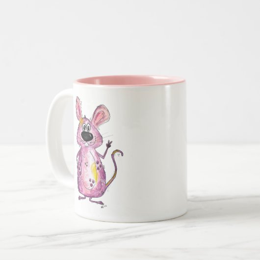 Niedliche Whimsical-Lila-Maus Zweifarbige Tasse (Vorderseite Links)