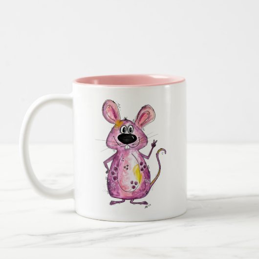 Niedliche Whimsical-Lila-Maus Zweifarbige Tasse (Links)