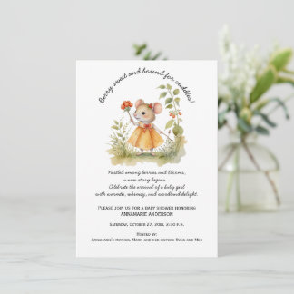 Niedliche Whimsical Little Mouse in Garden Baby Du Einladung