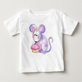 Niedliche whimsical Maus mit einem Cupcake Baby T-shirt