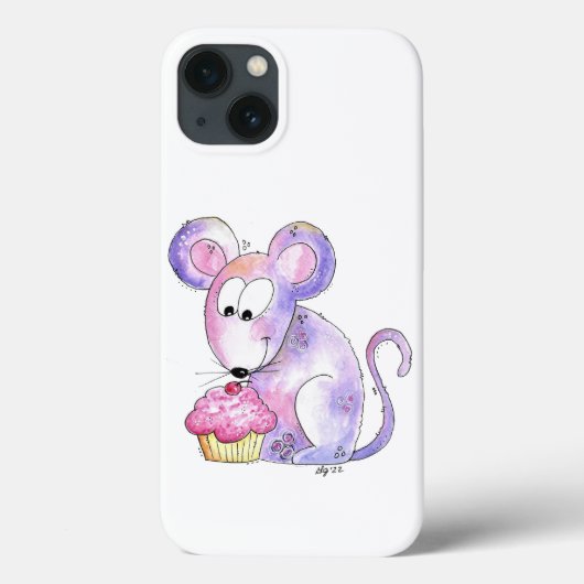 Niedliche whimsical Maus mit einem Cupcake Case-Mate iPhone Hülle (Rückseite)
