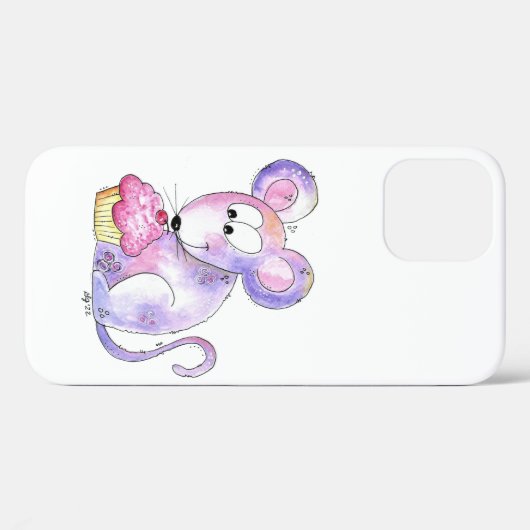 Niedliche whimsical Maus mit einem Cupcake Case-Mate iPhone Hülle (Rückseite (Horizontal))