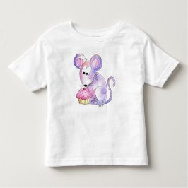 Niedliche whimsical Maus mit einem Cupcake Kleinkind T-shirt