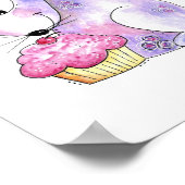 Niedliche whimsical Maus mit einem Cupcake Poster (Ecke)