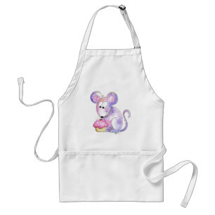 Niedliche whimsical Maus mit einem Cupcake Schürze