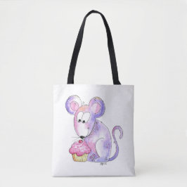 Niedliche whimsical Maus mit einem Cupcake Tasche
