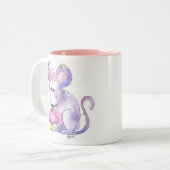 Niedliche whimsical Maus mit einem Cupcake Zweifarbige Tasse (Vorderseite Links)