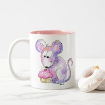 Niedliche whimsical Maus mit einem Cupcake