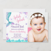 Niedliche Whimsical Meerjungfrau Einladung (Vorderseite)