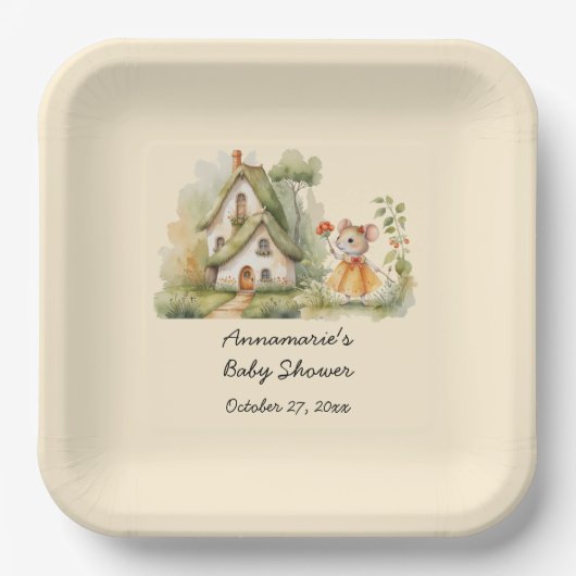 Niedliche Whimsical Mouse Kinderdusche | Pappteller (Vorderseite)