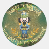 Niedliche Whimsical Nutcracker Imitate Gold Glitze Runder Aufkleber (Vorderseite)