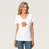 Niedliche Whimsical Orange Blume Doodle T-Shirt (Vorderseite Vollansicht)