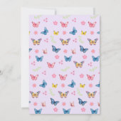 Niedliche Whimsical Pink Butterfly Girls Babydusch Einladung (Rückseite)