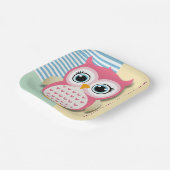 Niedliche Whimsical Pink Owl Babydusche Pappteller (Gewinkelt)