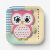 Niedliche Whimsical Pink Owl Babydusche Pappteller (Vorderseite)