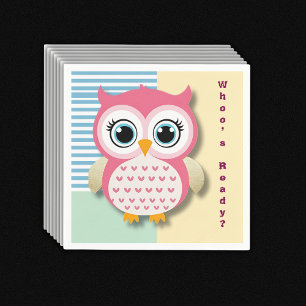 Niedliche Whimsical Pink Owl Babydusche Serviette