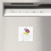 Niedliche Whimsical Red Ladybug auf einer weißen B Magnet (In Situ (Geschirrspüler))