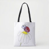 Niedliche Whimsical Red Ladybug auf einer weißen B Tasche (Vorderseite)