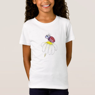 Niedliche Whimsical Red Ladybug auf einer weißen T-Shirt
