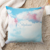 Niedliche Whimsical Sky Pink und Blue Clouds Kissen (Decke)