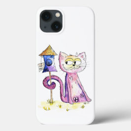 Niedliche Whimsical Sneaky Cat mit Birdhouse Case-Mate iPhone Hülle