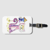 Niedliche Whimsical Sneaky Cat mit Birdhouse Gepäckanhänger (Vorderseite (Horizontal))