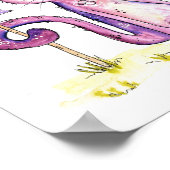 Niedliche Whimsical Sneaky Cat mit Birdhouse Poster (Ecke)