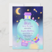 Niedliche whimsical Sonnenscheinsterne und Mond Ba Einladung (Vorderseite)