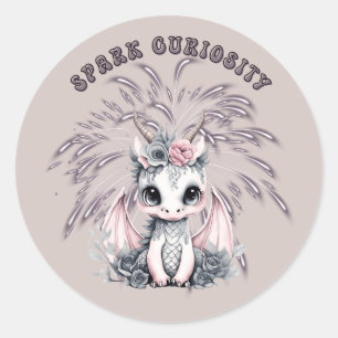 Niedliche Whimsical "Spark Curiosity" Kleiner Drac Runder Aufkleber