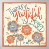 Niedliche Whimsical Thankful Dragonflies Floral Poster (Vorne)