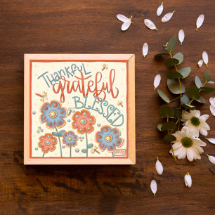 Niedliche Whimsical Thankful Dragonflies Floral Poster