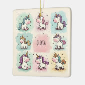 Niedliche Whimsical Unicorn Doodles Keramikornament (Links)