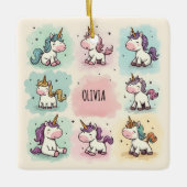 Niedliche Whimsical Unicorn Doodles Keramikornament (Vorderseite)