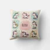 Niedliche Whimsical Unicorn Doodles Kissen (Rückseite)