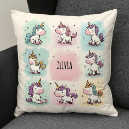 Niedliche Whimsical Unicorn Doodles Kissen