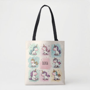 Niedliche Whimsical Unicorn Doodles Tasche