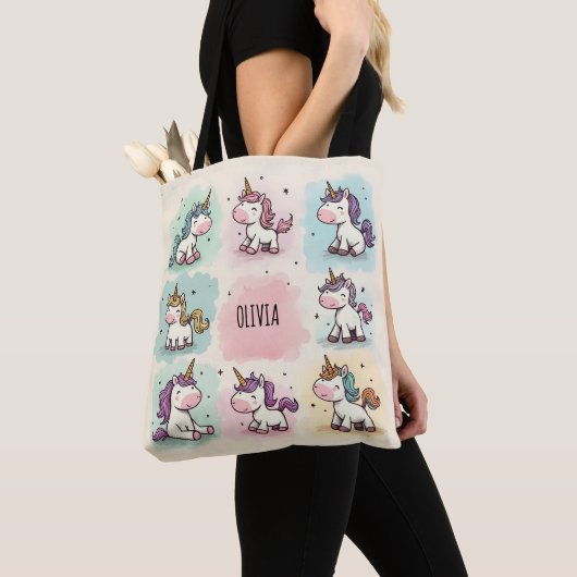 Niedliche Whimsical Unicorn Doodles Tasche (Von Nahem)