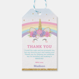 Niedliche Whimsical Unicorn Rainbow 1. Geburtstag  Geschenkanhänger
