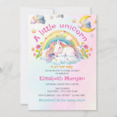 Niedliche Whimsical Unicorn Rainbow Girl Babydusch Einladung (Vorderseite)