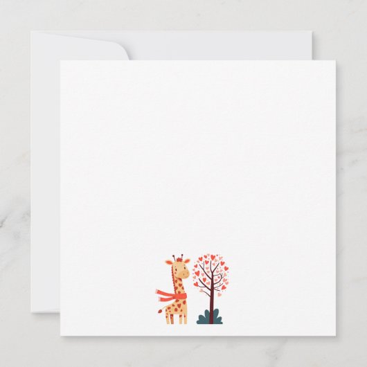 Niedliche Whimsical Valentines Giraffe mit Herzbau (Rückseite)