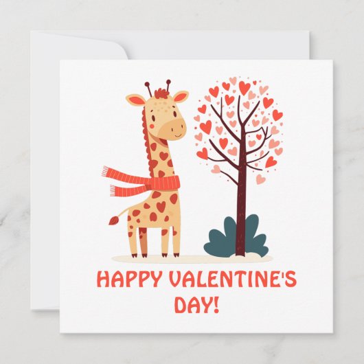 Niedliche Whimsical Valentines Giraffe mit Herzbau (Vorderseite)
