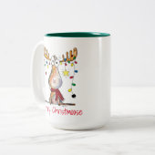 Niedliche Whimsical Weihnachten Elche Zwei-Tone-Ka Zweifarbige Tasse (Vorderseite Links)