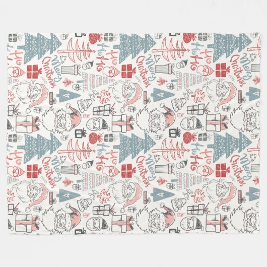 Niedliche Whimsical Weihnachtsbaummuster Rosa Fleecedecke (Vorderseite (Horizontal))