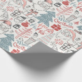 Niedliche Whimsical Weihnachtsbaummuster Rosa Geschenkpapier (Ecke)