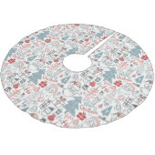 Niedliche Whimsical Weihnachtsbaummuster Rosa Polyester Weihnachtsbaumdecke (Schrägansicht)